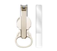 Nail Clippers, Fingernail Cutter, 3.66x1.46inches, Violin-Shape Trimmer Tool, Built-In Bottle Opener, Precision Blades, Ideal for Women, Seniors, Home, Outdoor, Camping Use, Champagne/Black