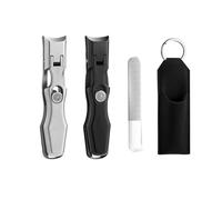 Nail Clippers with Overall Stainless Steel, Splash-Proof, 180° Wide Bevel Bite, Nail Clippers with Safety Lock for Thick Nails, Suitable for Thick Nails (2Pcs-A)