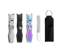 Nail Clippers with Overall Stainless Steel, Splash-Proof, 180° Wide Bevel Bite, Nail Clippers with Safety Lock for Thick Nails, Suitable for Thick Nails (2Pcs-B)