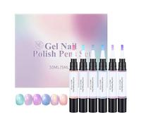 Nail Color Gel Pens - 6 Piece Portable Gel Kit, Fingernail Painting Pens for Beginners and Professionals, Manicure Set for Women Girls Ladies Brides Home Salon Use