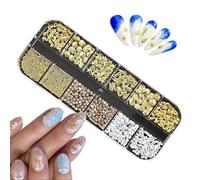 Nail Decorations, Sea Theme Nails, 1,97 x 5,12 in Long-Lasting Design Beginners, Easy Compact Application Accessories, Rhinestone Manicure Set for Weddings, fiestas, Daily Wear, Travel
