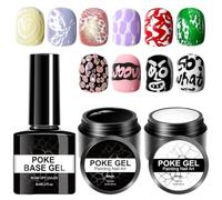 Nail Design Gel Kit - 8ml Base Coat Poking Gel, Multifunction Tools, Detailed Decoration Gell, Creative Manicure Supply | Precision Naiil Drawing Kits For Salon Home Women Girls Beginners