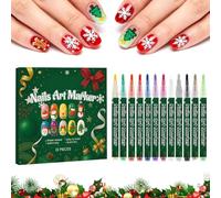 Nail Doodle Pens - 12 Colors Christmas Gel Nail Marker Set | Christmas Manicure Pens, Fingernail graafiti Art Tools | Precise Dotting Drawing For Women, Girls, Holiday, Party, Home, Salon, Manicure
