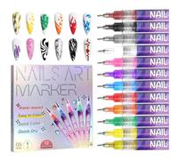 Nail Doodle Pens - 3D Paint Art Tools | 12-Color Drawing Set with Fine Tip Design, Creative Manicure Pens with Smooth Flow, DIY Kit, Fun Styling Accessory for Home Party Travel