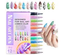 Nail Doodle Pens - Quick Dry Manicure | Acrylic - Fine Brush Tip N?il Doodle Pens With Builder Effect For Detailed Designs DIY Manicurures Festive N?il Decoration And Use
