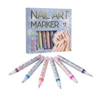 Nail Drawing Pens - High Pigment Fine Tip 12 Piece Set | Precision Nails Drawing Marker Pens for Detailed Designs | for Hobbyists Women Mother Girlfriend Professionals Beginners Home Salon Ev