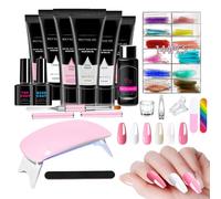 Nail Extension Gel Kit - 6 Colors Manicure Set | UV Lamp Quick Long Lasting Top Gloss for Traveling, Business Trip, Home, School, Salon or Outdoor Use, 30ml