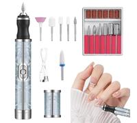 Nail File Drill, Electric Nail Drill Kit, Professional Usb Rechargeable Manicure Pedicure Tool for Gel Polish and Acrylic Nails Removal, 5.31x0.79 inches, Gray, Blue, Pink