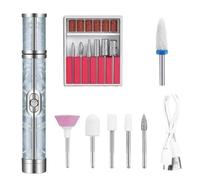 Nail File Drill - Professional Electric Manicure Kit for Gel & Acrylic | USB Rechargeable with Adjustable Speed & 6 Interchangeable Metal Bits for Technicians, Students and Travelers