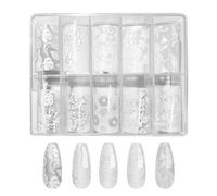 Nail Foil Transfer Aid, 10 Rolls DIY Flower Gear, Lace Sticker Device with Sturdy Build, Premium Quality Manicure Accessory, Reliable Home Salon Workshop Enthusiasts Technicians 39.3x1.57x0.039in