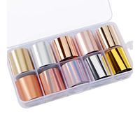 Nail Foil Transfer Sticker 10 Rollos Lámina de Uñas holográfica Tips Wraps Kit Manicura Transferencia para DIY Manicura Decoración