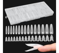 Nail Forms Set - Clear Sandwich Structure Tips Coffin Nails | 180 Pieces Beauty Supplies with Pedicure Use, Diy Salon or Home Applications for Family Friends Wedding Bridal Travel Spa Makeup