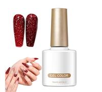 Nail Gel - 10ml Red Reflective Glitter UV LED Soak Off, Long Lasting Manicure Gel | Dark Red Shimmer For Party Holiday Christmas New Year Salon Home Use Women Beginners