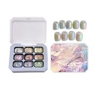 Nail Gel - 9 Colors Gradient Patting Palette French Manicure Art Kit | Professional Painting Pigment Set | Beauty Cosmetic Decoration Tool | Beginners Women Girls Home Salon Travel Party Spa Studio