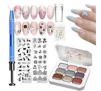 Nail Gel Gradient Paint Set, Multi-Colour Art Palette, Sponges and Metal Grabber, Home Beauty Sessions, Gradient Manicure Kit, for Girls, Women, Controlled Application