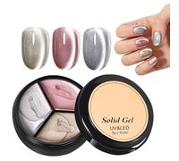 Nail Gel - Magnetic for Glitter Shimmer, Long Lasting High Gloss with Head Magnet Stick, Uv Led Varnish for Home Salon Professional Manicure Art Kit 15ml Soak Off Three Color