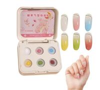 Nail Gel Paint Palette - 6 Grid High Pigment Gradient Cushion Gel Nail Paint Kit 15g Candy Color Nails Art Set For Beginners Professionals Salon Use Travel Home