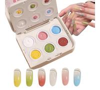 Nail Gel Paint Palette - 6 Grid High Pigment Gradient Kit | 15g Patting Gel Set Color Blending Design Salon Quality Finish for Beginners, Professionals, Travel Use