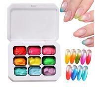 Nail Gel Palette, 9 Color Gradient Set, UV LED Curing Pat Gel with Smooth Pigment Blend Design, Long Lasting Shine Formula Kit, Salon Style Nails Arts Product for DIY Use