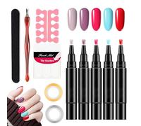 Nail Gel Pens Set for , Gel Polish Manicure Kit, Base and Top Coat Nail Pens, Nail Pen Set for , Gel Base and Top Coat Pens, 5 Piece Gel Polish Set, Easy Application Nail Gel Pens