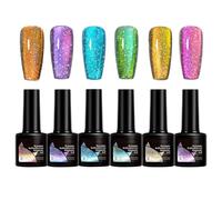 Nail Gel, Polish Colors, Decorative Glitter Shades, Portable 6-Piece Set, Long-Lasting Shine, Salon Quality Kit, Nail Pack for Girls Women Travel Party Wedding Festival