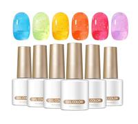 Nail Gel Set, Long Lasting Cosmetics, Translucent Gel, Nail Kit, 6 Pieces for Professionals Beginners Wedding Gathering Beach Travel Commuting Dating Manicure Pedicure Use