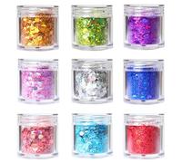 Nail Glitter Set, 9 Colores Glitter Lentejuelas Holográficas Set Fine Crafting Face for Nail Art, Eye Shadow, Face, Lips, Hair, Crafting, DIY Glitzerpulver Pailletten