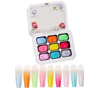 Nail Gradient Gel, 9-Color Art Paint, Sponge Pat with Secure Feature, Strong DIY Drawing Station Case, Frame with Contemporary Style, Beauty Accessory for Wedding Carnival Daily