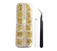 Nail Jewels - 3D DIY Gold | Gold Glitter Gems Diy Manicure, Nail Gems And Rhinestones, Golds Nails Decorations Manicure Kit For Women Girls French Tip Acrylic Birthday Christmas Wedding Dating