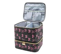 Nail Organizers And Storage - Tool Box Makeup Holder with Black Bow Design for Beauty Arrangement | Stylish Cosmetic Carry Case with Compartment Layout & Portable Handle Storage for Manicure Pedicure