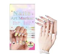 Nail Paint Pens - Fine Tip Design Markers For Intricate Manicure & Gel Art | 6-Color Quick Dry Pen Set For DIY, Beginners & Salon Nails