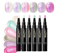 Nail Paint Pens Set, Gel Nail Pens Kit, Smooth Drawing Function with 6 Color Kit, Water Gel Formula Detail, Fingernail Design Accessories, Ideal for Home Party Travel Wedding Styling