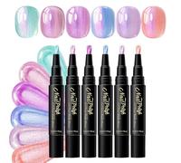 Nail Paint Pens Set, Gel Nail Pens Kit, Smooth Drawing Function with 6 Color Kit, Water Gel Formula Detail, Fingernail Design Accessories, Ideal for Home Party Travel Wedding Styling