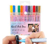 Nail Painting Pens, 12-Color Waterproof Acrylic Markers, 0.5mm Fine Tip Drawing Pens, Manicure Graffiti Set for Thin Detail, Toes & Fingertip Nails Design