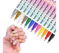 Nail Painting Pens - 12 Colors Fine Tip Doodle Markers | Quick Dry Fingernail Polish Pens Provide Smooth Precision Lines and Vibrant Coverage for Women Men Youth Beginner Mother Salon Home