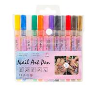 Nail Painting Pens, 12 Colors Waterproof Nail Polish Art Pens, Detail Drawing Markers, Graffiti Set for Toes and Nails, Fine Tip Precision Intricate Designs, Great for Manicurist