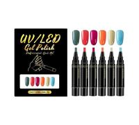 Nail Painting Pens - 6 Colors 30ml Set | Punta fina Quick Dry Gel Nail Pens | Ñail Art Doodle Tools for Women Lady Mother Youth Beginner Salon Home Manicure Use Professional DIY