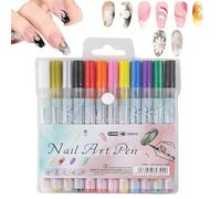 Nail Pen, 12 Color Quick Drying Drawing Markers, 5.31x4.72x0.51 Inches Art Doodle Gel Nail Pens for Adults, Women, Girls, Teens, Beginners, Handicraft Enthusiasts, Home and Salon