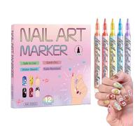 Nail Pen Set - 12 Colors Paint with 0.7mm Fine Tip | Easy-to-Use Nail Drawing Pens for Christmas Parties Beginners Teens Women Girls Kids, Perfect for DIY Manicure Art