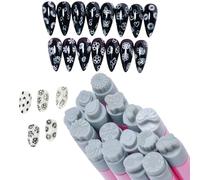 Nail Pen Stamping Plate, Nail Stamping Kit, Nail Design Tools, Double Head Dotting Tools, Nail Stamp Pen Nail Stamping Kit with Double Head Dotting Tools for Nail Design