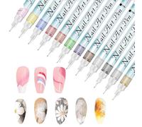 Nail Pens - 12 Color Quick Dry Drawing Markers 0.3mm Fine Tip for Creative Art, Easy Grip Gel Design Pens with Smooth Function, Perfect for Women Girls Teens Adults Beginners Home Salon or Handicraft