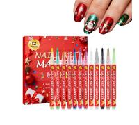 Nail Pens - 12 Colors Christmas Nail Pens | Fingernail Drawing Markers,for Home Party Fo Allow Effortless Creation Of Snowflakrmal Wedding Manicure Travel Salon Casual Festival Gathering