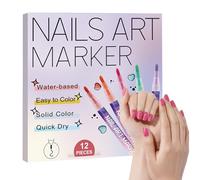 Nail Pens - 12 Colors DIY Nail-ArtMarkers, 12 Colors Quick-Drying Nails Art Pens | Fine Tip DIY Markers for Gel Nails, Manicure, Salon, Beginner, Women, Men, Youth | NailPolish Drawing and Dotting