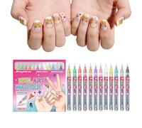 Nail Pens 12 Colors, Finger Markers, Nail Doodle Pens for Women, Girls, Wife, Girlfriend, Daughter, Holiday, Christmas, Birthday, Party, Home, Salon, 13.7×1.4×13.5cm