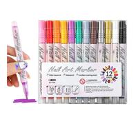 Nail Pens - 12 Colors Nail Paint Pen Set, Fingernail Liner Marker Kit for Precise Drawing, Creative Manicure Decoration Tools for Home Salon Use | Portable Nails Art Pen Set for Travel Manicure