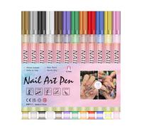 Nail Pens - 12 Colors Waterproof Acrylic Paint Fine Tip Quick Dry Nail Markers Vibrant Liner Manicure Design Tool Professional Art Supplies | for Birthday Holiday Party Daily Use
