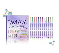 Nail Pens - 12-Piece Quick-Drying Waterproof, Set Of Manicure Markers For Artistic Detailing, Salon Stick With Fine Tip, Beauty Supply, Sketching Tool For Patterns, Shapes And Lines