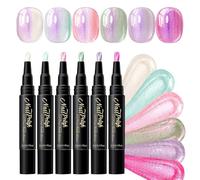 Nail Pens - 6-Color Gel Nail Pen | Quick Dry Naîl Design Paint Pens | Water, Polarized High Shine, No Curing Needed, DIY Naîl Art Flower Tools For Beginners Women Home Party Travel