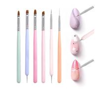 Nail Pens, 6-Piece Gel Carving Brush Set, Double-Headed Manicure Tools, Rhinestone Picker Kit for Women, Enthusiasts, Professional Salon Use, Indoor Beauty, Travel