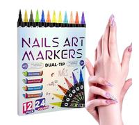 Nail Pens - ABS 1.1x1.1x13.4cm | Gel Nail Manicure Drawing Pens 24 Colors, Waterproof Quick Dry Nails Art Tools | Creative Dotting Painting Pen For Kids Teens Adults Beginners DIY Crafts